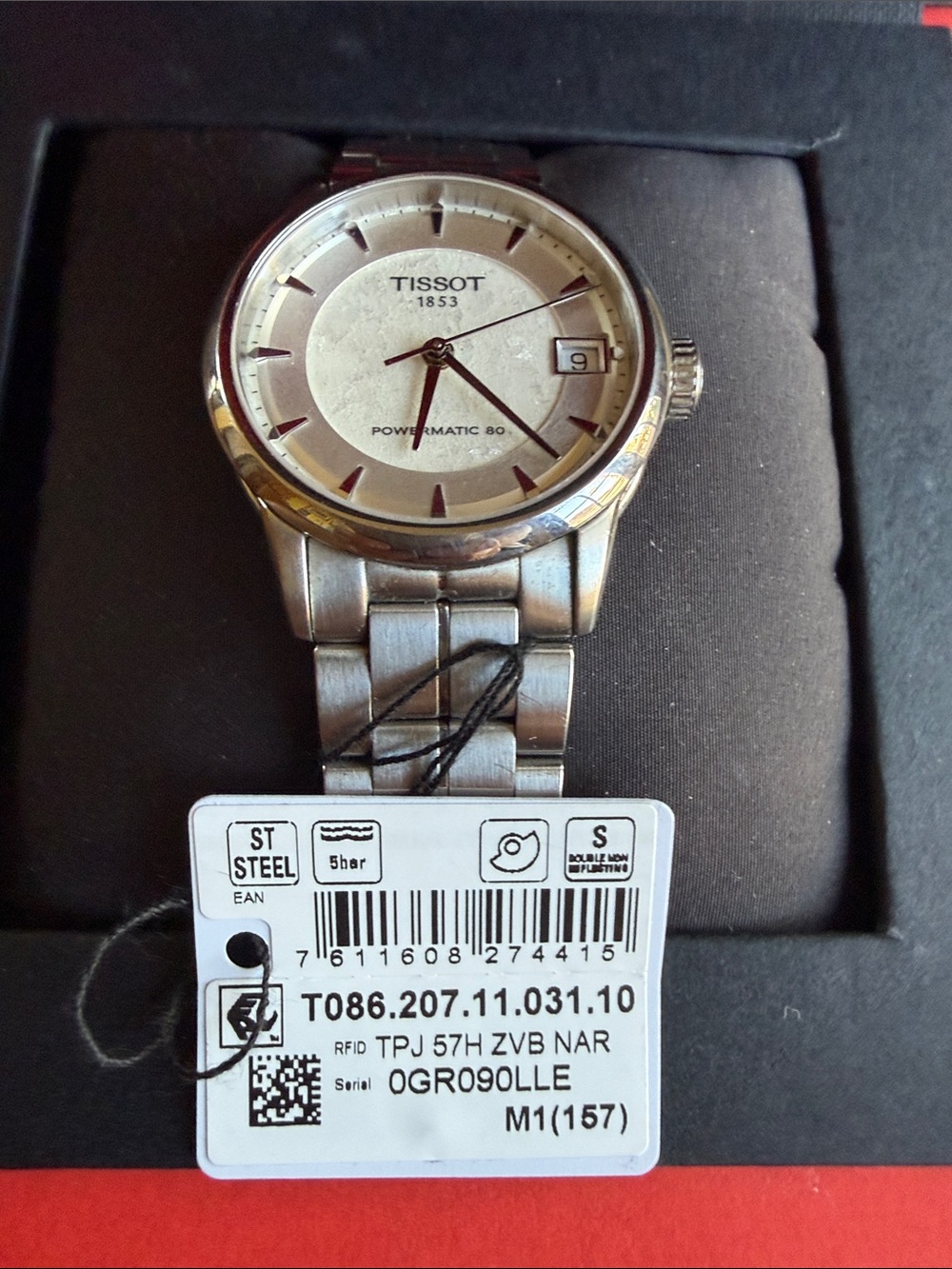 Tissot Stainless Steel Watch with Silver Dial and Bracelet